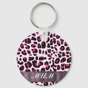 Rosa Leopard drucken personalisierte Mütter Schlüsselanhänger