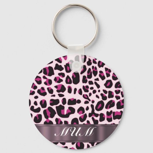 Rosa Leopard drucken personalisierte Mütter Schlüsselanhänger (Vorderseite)