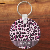 Rosa Leopard drucken personalisierte Mütter Schlüsselanhänger (Vorderseite)
