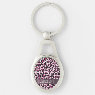Rosa Leopard drucken personalisierte Mütter Schlüsselanhänger