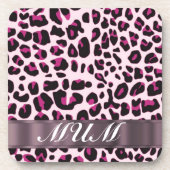 Rosa Leopard drucken personalisierte Mütter Untersetzer (Vorderseite)