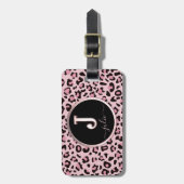 Rosa Leopard Druckschreiben J Gepäckanhänger (Vorderseite vertikal)
