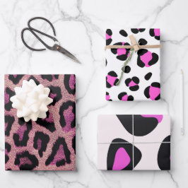 Rosa Leopard-Farbe Geschenkpapier Set