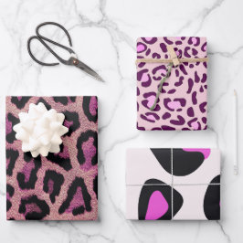 Rosa Leopard-Farbe Geschenkpapier Set