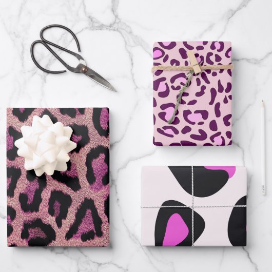 Rosa Leopard-Farbe Geschenkpapier Set (Vorderseite)