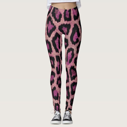Rosa Leopard-Farbe Leggings (Vorderseite)