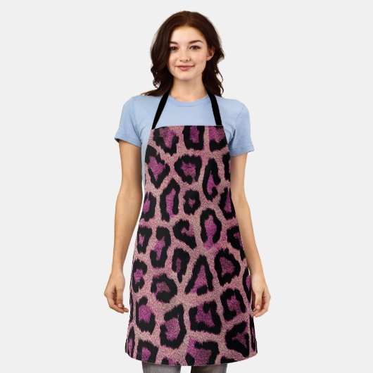 Rosa Leopard-Farbe Schürze (Getragen)