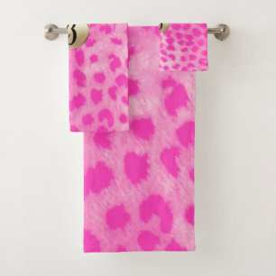 Rosa Leopard Gepard Druck Chic Monogramm Badhandtuch Set