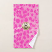 Rosa Leopard Gepard Druck Chic Monogramm Badhandtuch Set (Handtuch)