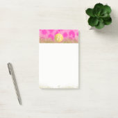 Rosa Leopard Gepard Druck Gold Glitter Monogramm Post-it Klebezettel (Büro)