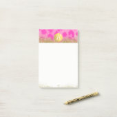 Rosa Leopard Gepard Druck Gold Glitter Monogramm Post-it Klebezettel (Auf Schreibtisch)