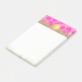 Rosa Leopard Gepard Druck Gold Glitter Monogramm Post-it Klebezettel (angewinkelt)