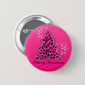 Rosa Leopard Gepard Weihnachtsbaum Button (Vorne & Hinten)