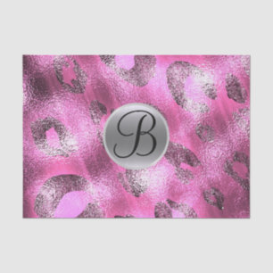Rosa Leopard Glanz Elegantes Monogramm Buchstabe I Seidenpapier