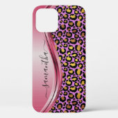 Rosa Leopard Handgeschriebener Name Metal Case-Mate iPhone Hülle (Rückseite)