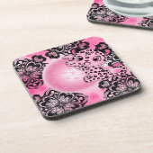 Rosa Leopard Harmonie Getränkeuntersetzer (Linke Seite)