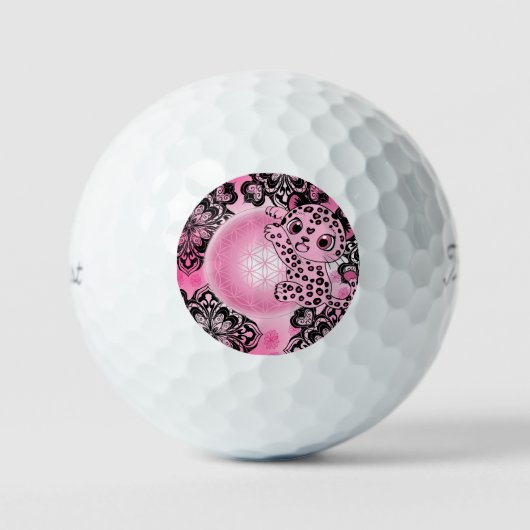Rosa Leopard-Harmonie Golfball (Vorderseite)