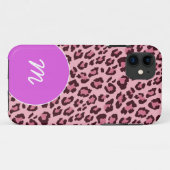 Rosa Leopard-Haut mit Monogramm Case-Mate iPhone Hülle (Rückseite (Horizontal))