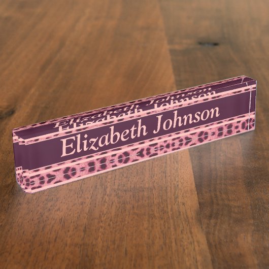 Rosa Leopard-Haut-Muster personifizieren Namensplakette (Seite)