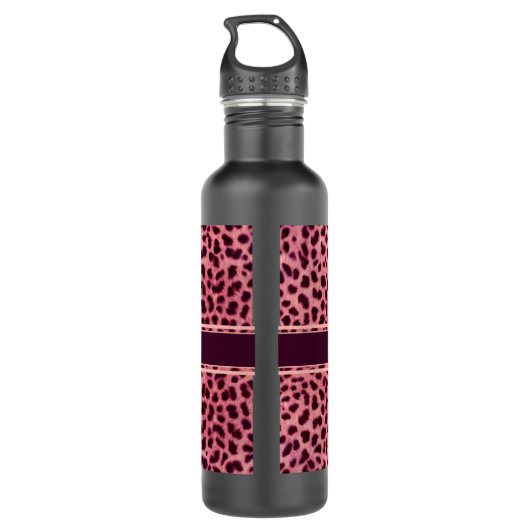 Rosa Leopard-Haut-Muster personifizieren Trinkflasche (Rückseite)