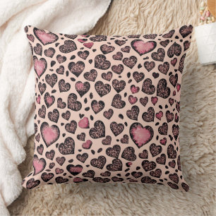 Rosa Leopard Herzmuster auf Blush Kissen