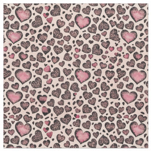Rosa Leopard Herzmuster auf Blush Stoff