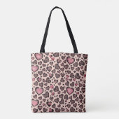 Rosa Leopard Herzmuster auf Blush Tasche (Rückseite)