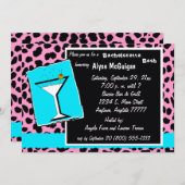 Rosa Leopard Junggeselinnen-Abschied Einladung (Vorne/Hinten)