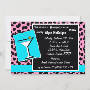 Rosa Leopard Junggeselinnen-Abschied Einladung