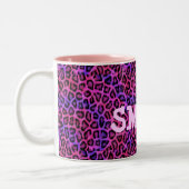 Rosa Leopard Lächelnarben Zweifarbige Tasse (Links)