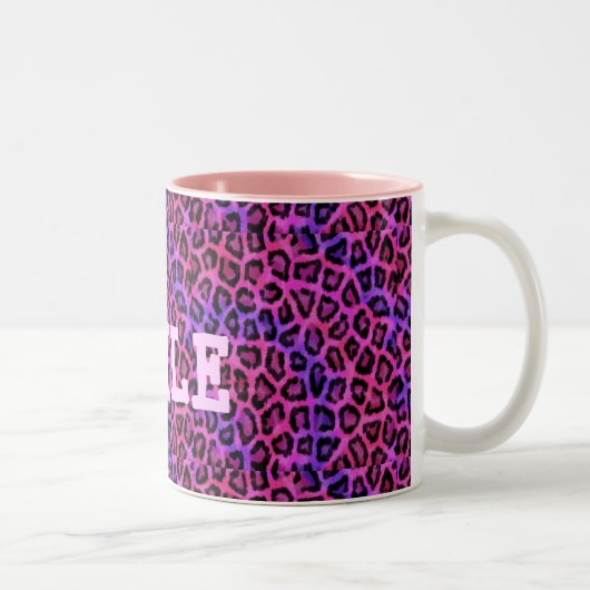 Rosa Leopard Lächelnarben Zweifarbige Tasse (Rechts)