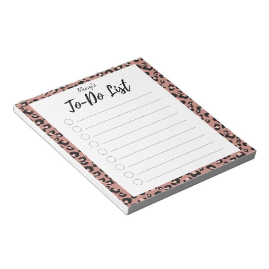Rosa Leopard-Liste Notizblock (angewinkelt)