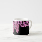 Rosa Leopard mit Bow und Diamond Espressotasse (Vorderseite Rechts)