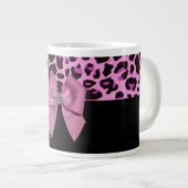 Rosa Leopard mit Bow und Diamond Jumbo-Tasse (Vorderseite Rechts)