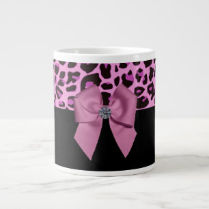 Rosa Leopard mit Bow und Diamond Jumbo-Tasse