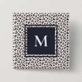 Rosa Leopard-Monogramm Button (Vorderseite)