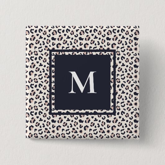 Rosa Leopard-Monogramm Button (Vorderseite)