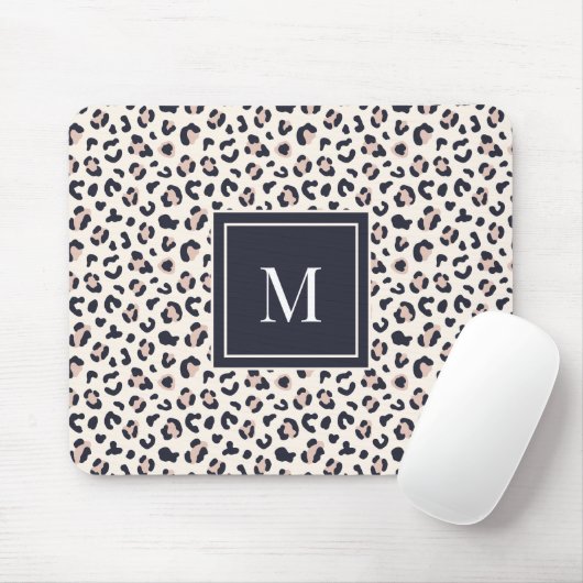 Rosa Leopard-Monogramm Mousepad (Mit Mouse)