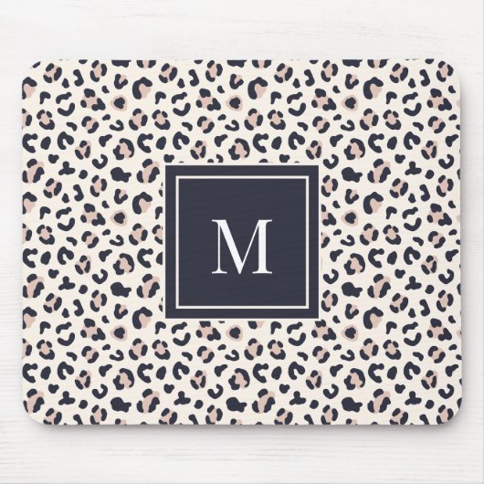 Rosa Leopard-Monogramm Mousepad (Vorne)