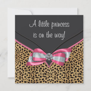 Rosa Leopard Princess Baby Dusche Einladung