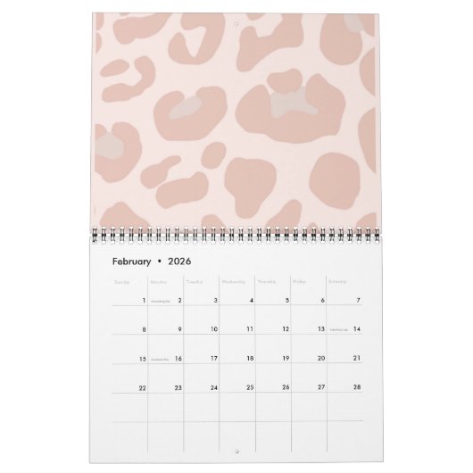 Rosa Leopard Print 2021 Calendar Kalender (Feb 2026)