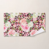 Rosa Leopard Print Aquarell Floral Badhandtuch Set (Handtuch)