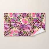 Rosa Leopard Print Aquarell Floral Badhandtuch Set (Handtuch)