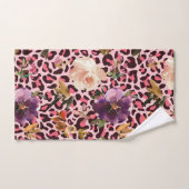 Rosa Leopard Print Aquarell Floral Badhandtuch Set (Handtuch)