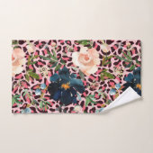 Rosa Leopard Print Aquarell Floral Badhandtuch Set (Handtuch)