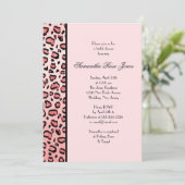 Rosa Leopard Print Brautparty Streifen Einladung (Stehend Vorderseite)