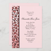 Rosa Leopard Print Brautparty Streifen Einladung (Vorne/Hinten)