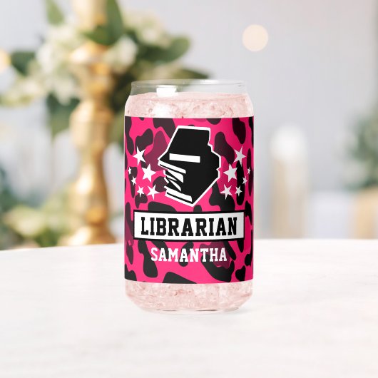 Rosa Leopard Print Librarian Name Dosenglas (Insitu (Hochzeit))