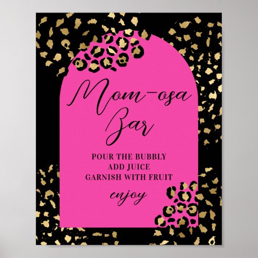 Rosa Leopard Print Mama osa Bar Sign Poster (Vorne)