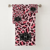 Rosa Leopard Print Monogram Badetuch Set (Insitu)